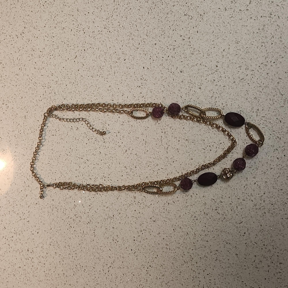 Maurices Gold & Purple 2 Tier Fashion Statement Necklace